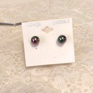 Vintage Women’s Classic Multi Color Beads Stud Earrings Timeless VTG Jewelry
